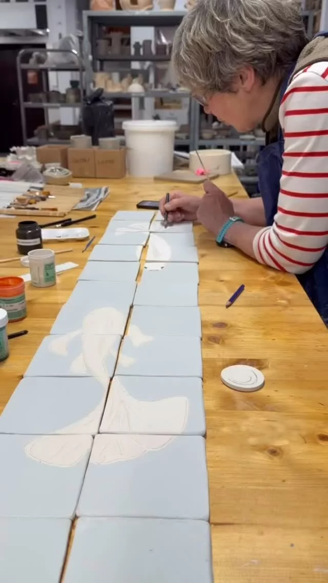 We’re in awe of Bev’s finished project here, tiles for her kitchen, inspired by her own fish!