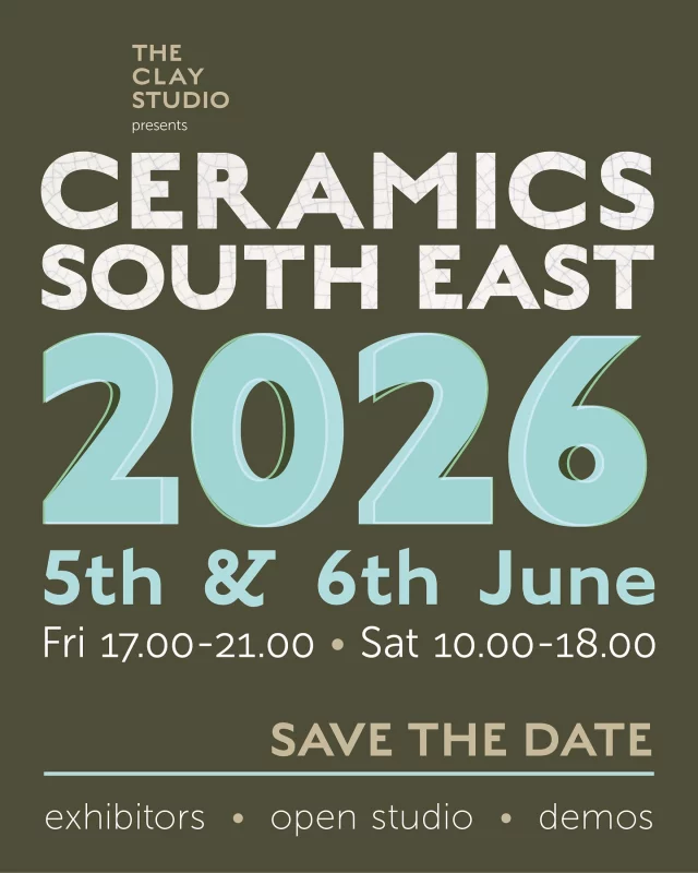UPDATE: Thank you for the amazing response to our launch. Due to demand, we are not currently taking new enquiries to exhibit but may do again at end of January. Many thanks. 
Save the date! We are happy to announce the dates for Ceramics South East 2026 are 5th and 6th June. 
We have a new time format this year, running on a Friday evening 5pm to 9pm and all day Saturday from 10am until 6pm. 
We will have a curated selection of South East based ceramic artists and potters exhibiting and have a limited number of spaces available. To express your interest in taking part please comment below and we will get back to you with further info.