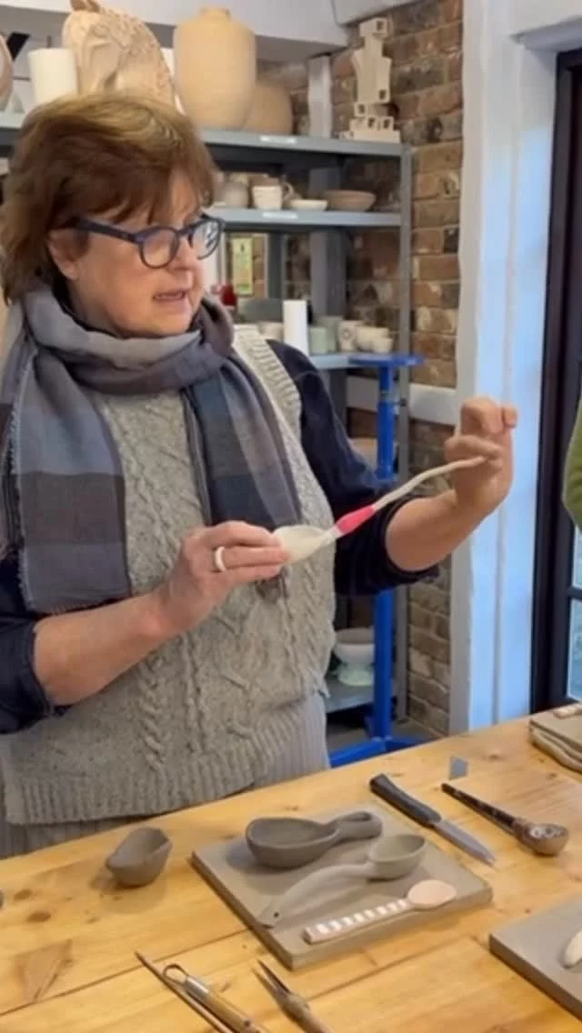 Our mixed media exploration continues and this time the focus has been on a lovely little side project of spoon making, which our tutors discuss with each class. Here’s Helen and Lara sharing tips and ideas. 
@helen.ceramics @laragorlach