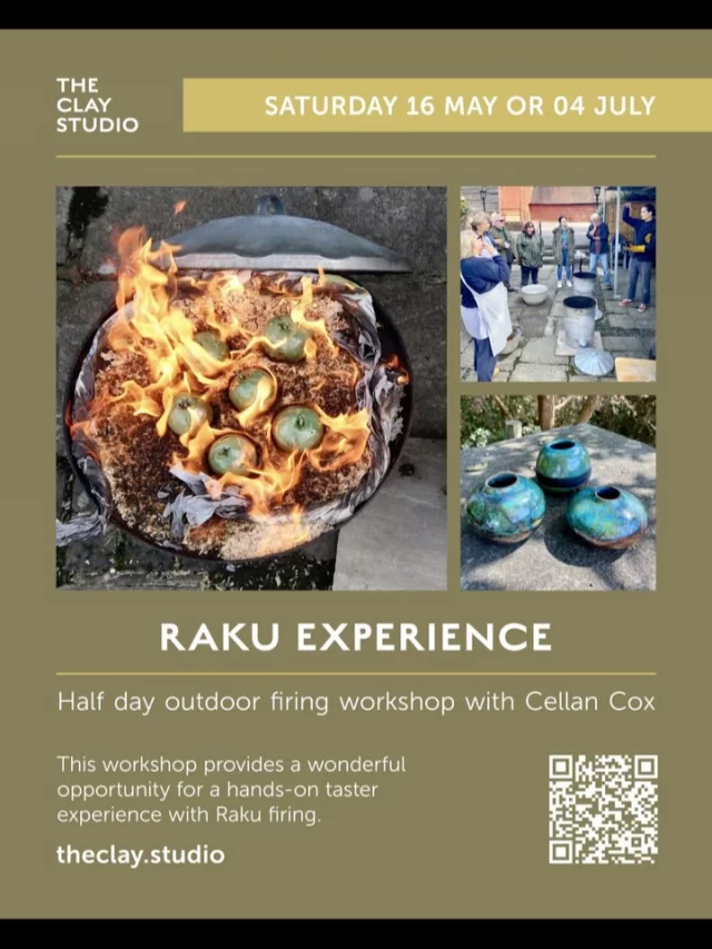 We have some fab Workshops lined up before the Summer break. From the fire and sizzle of Raku 🔥, to the meditative craft of Willow Basketry 🧺, there is something for all skill levels, ages and tastes!
Have you been to one of these before or are you planning to come? 
Let us know which one!
Raku 🔥
Bear 🐻 
Saggar ❤️‍🩹
Summer 😎
Kurinuki ⚒️
Basketry 🧺
Swipe to see more details on each workshop. 
To book, scan the QR codes or simply head to theclay.studio/calendar - link in bio.