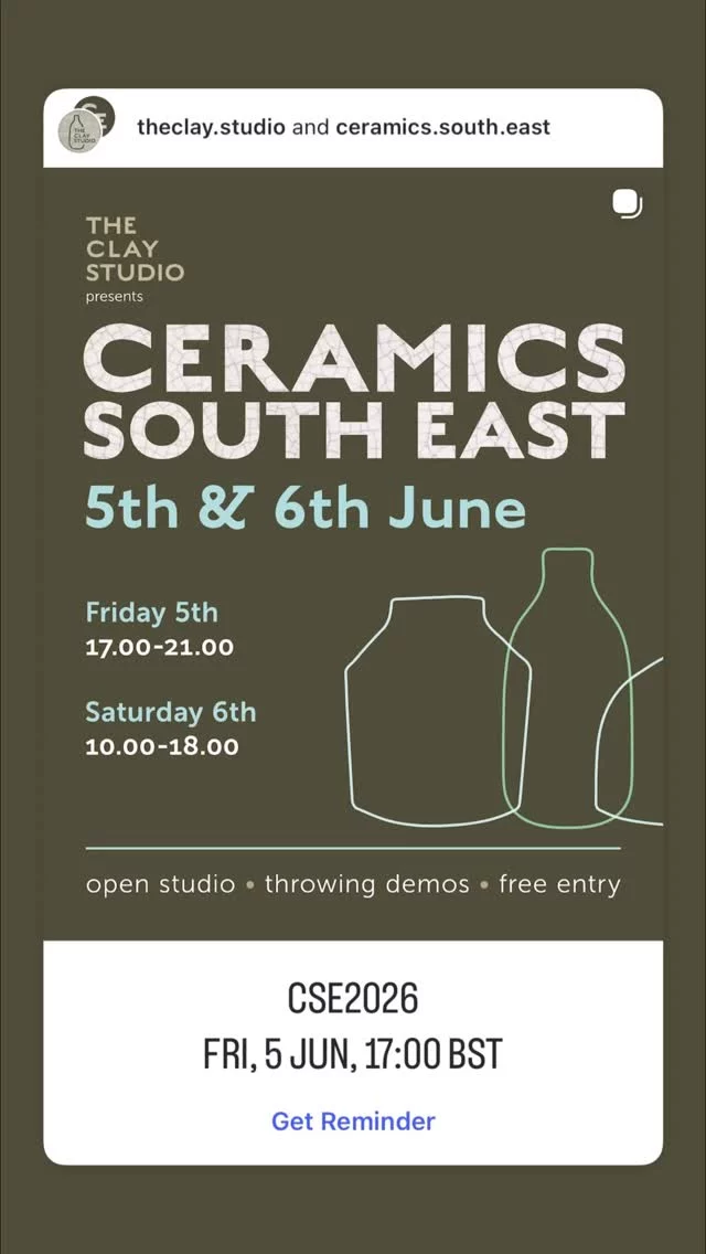 It’s here! Come and see all these wonderful exhibitors and more, plus demos, charity pottery tombola, pottery tools & books. Starts Friday 5pm - 9pm, then Saturday 10am - 6pm. 
See you there!
@ceramics.south.east 
#whatsoninsussex #pottteryevent #potteryshow