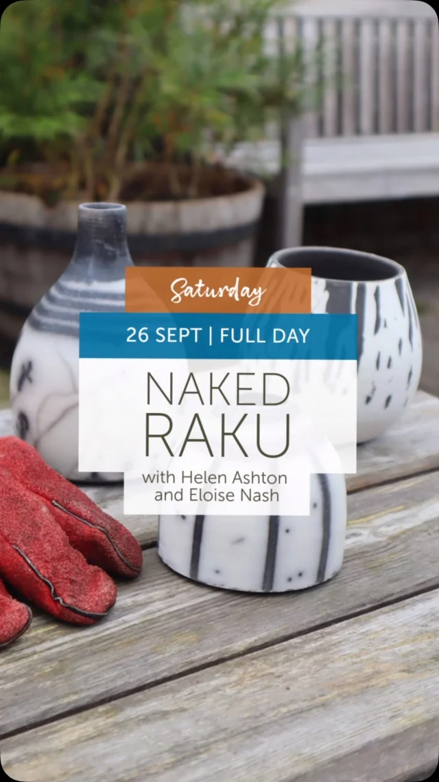 Please join Helen and Eloise, in our lovely surroundings on the edge of the Ashdown Forest, for this fun and exciting full day workshop exploring the expressive style of Naked Raku. 
Results can range from spectacular monochromatic patterns to more subtle variations. Bring your own bisque, preferably burnished for best results, or choose from a selection we can supply. 
No previous experience needed. The day includes a delicious vegetarian lunch. 
When: Saturday 26 September, 9 am - 5pm
Where: The Clay Studio, TN22 4DB
Find out more and book at theclay.studio link in bio