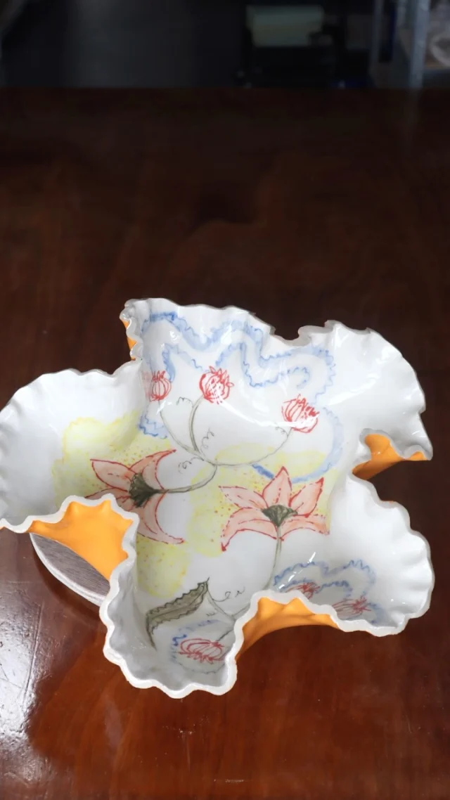 Experimenting with shape, frills & colour… resulting in this beautiful piece.