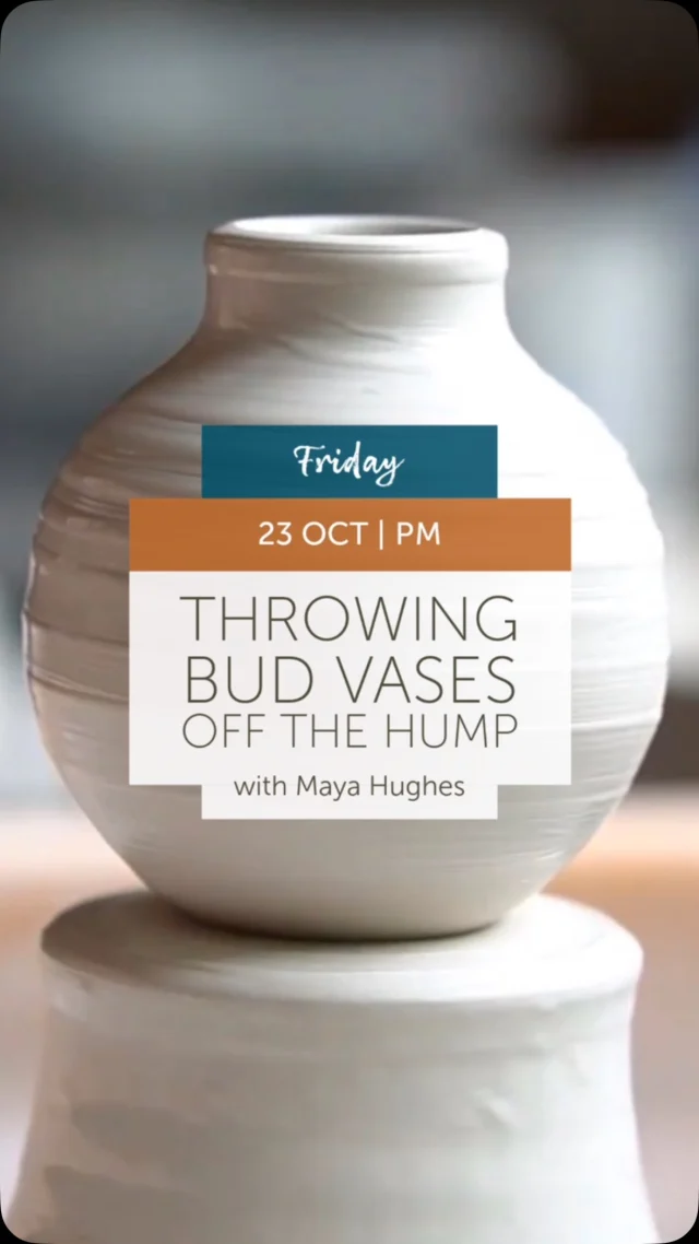We are delighted to have Maya joining us to lead two throwing workshops this Autumn. @mayapask 
This one will be looking closely at shaping small rounded bud vases and learning how to section off a consistent amount of clay each time, so each pot is similar in size. 
We will break down the sections of this form, lifting the clay to the correct thickness, coning in the neck, shaping the curve and undercutting the pot so that it requires as minimal trimming as possible, or even better, no trimming at all.
These pots encompass a great variety of technical elements as well as the unique process of ‘throwing off the hump’ and also leaving room for individuality.
Spaces are limited for this one, so head to theclay.studio to secure your place or to express interest in the next one.